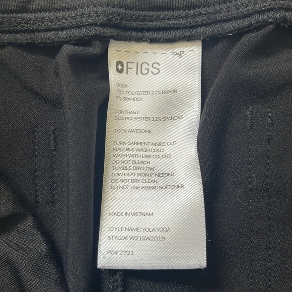 FIGS Yola Scrub Pants Yoga Style Size L | Black High-Waisted, Comfortable Fit - Picture 4 of 13